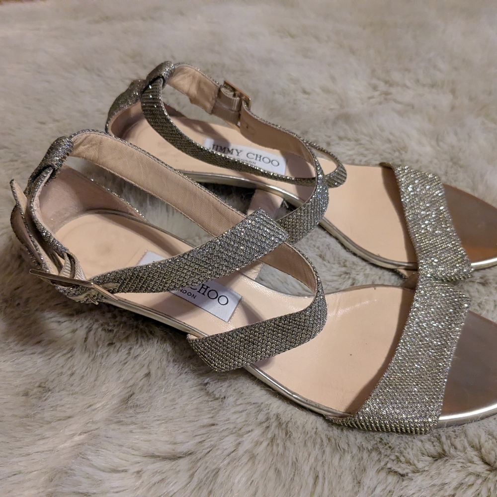 Jimmy Choo Glittering Silver Sandals